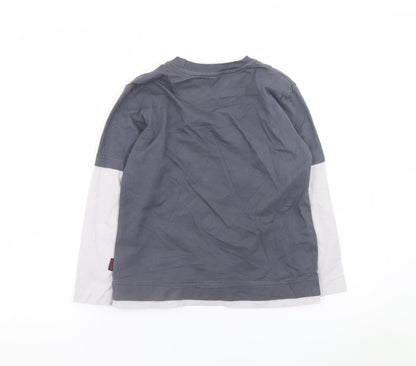 Red Herring Boys Grey Long Sleeve Warning Graphic T-Shirt 7-8 Years