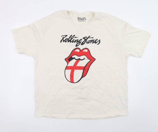 Tu Women’s Ivory Rolling Stones Cotton Graphic T-Shirt Size 16