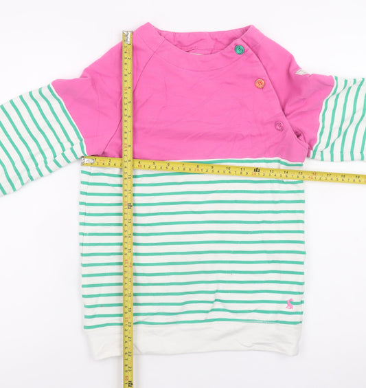 Joules Girls Pink Green Striped Long Sleeve Pullover Sweatshirt 11-12 Years
