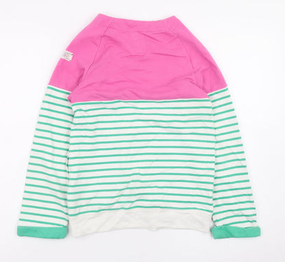 Joules Girls Pink Green Striped Long Sleeve Pullover Sweatshirt 11-12 Years