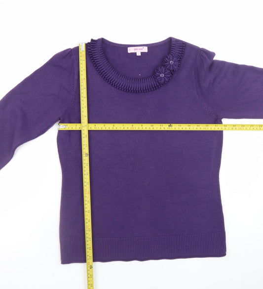 Marks and Spencer Women Purple 3/4 Sleeve Knit Jumper Size 14