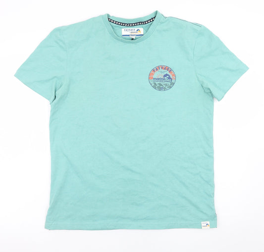 FatFace Men’s Green Marine Graphic Cotton Crew Neck T-Shirt M