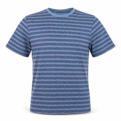 Steel & Jelly Men's Blue Geometric Crew Neck Cotton T-Shirt M