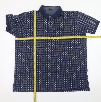 Cotton Traders Men’s Blue Paisley Print Polo Shirt 2XL Short Sleeve
