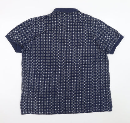Cotton Traders Men’s Blue Paisley Print Polo Shirt 2XL Short Sleeve