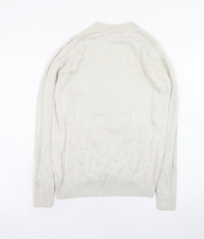 H&M Women’s Beige Sequin Turkey Jumper XS Long Sleeve Crew Neck