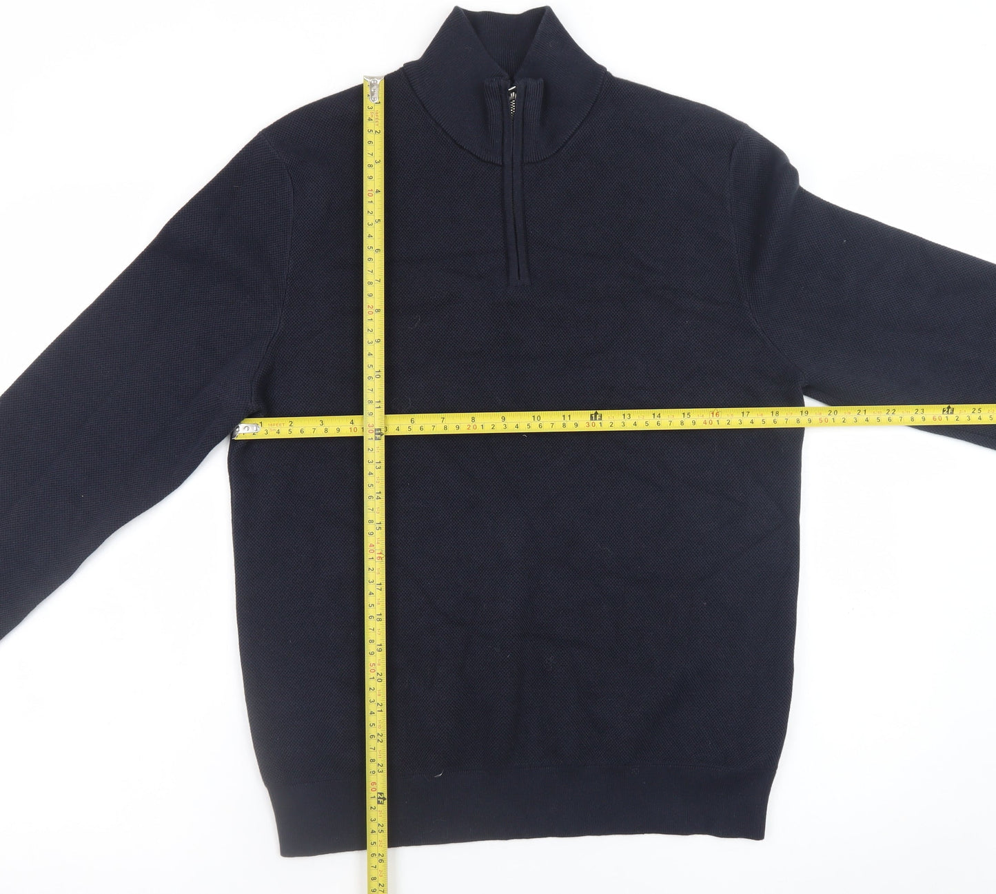Marks and Spencer Men’s Black Small 1/4 Zip Cotton Jumper