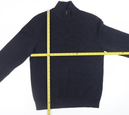 Marks and Spencer Men’s Black Small 1/4 Zip Cotton Jumper
