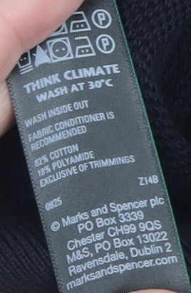 Marks and Spencer Men’s Black Small 1/4 Zip Cotton Jumper