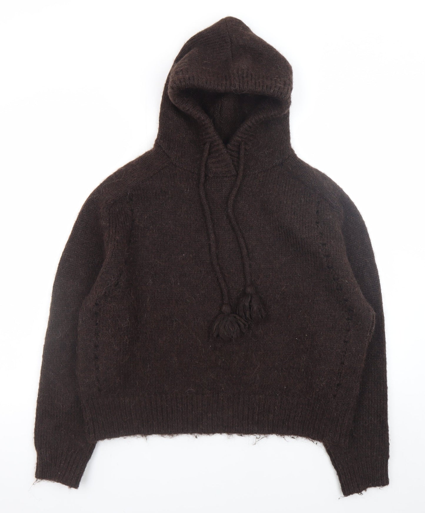 Marks and Spencer Women’s Brown Hooded Knit Jumper Size M Alpaca Blend