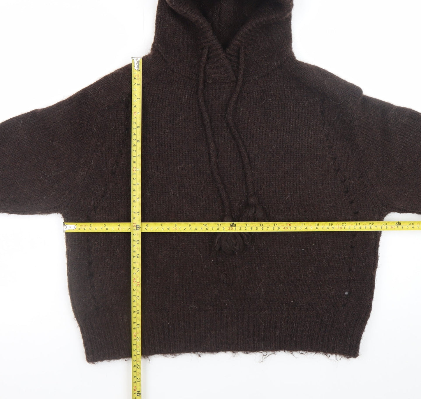 Marks and Spencer Women’s Brown Hooded Knit Jumper Size M Alpaca Blend