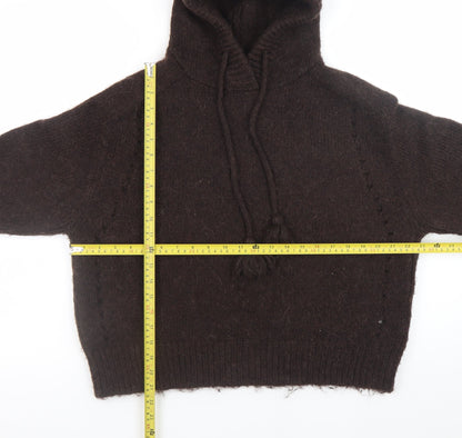 Marks and Spencer Women’s Brown Hooded Knit Jumper Size M Alpaca Blend