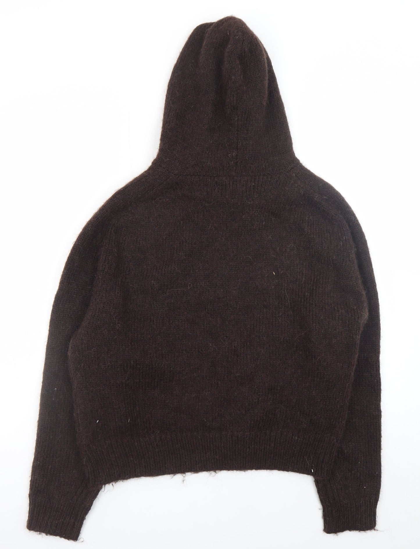 Marks and Spencer Women’s Brown Hooded Knit Jumper Size M Alpaca Blend