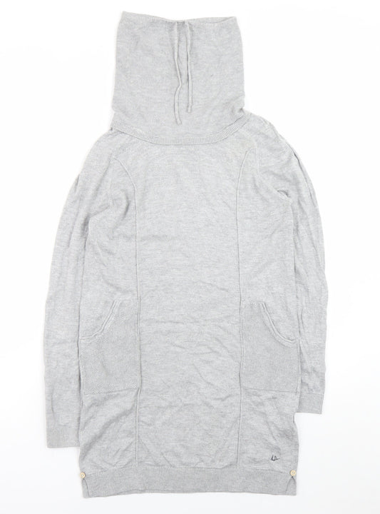 Mantaray Women’s Grey Jumper Dress Size 8 Long Sleeve Hooded Knitwear