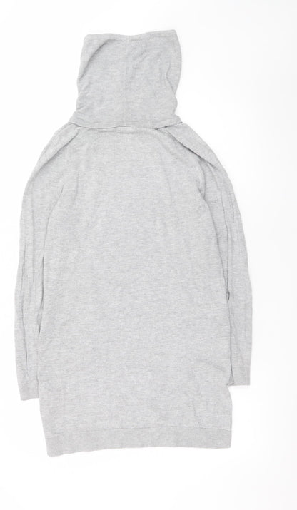 Mantaray Women’s Grey Jumper Dress Size 8 Long Sleeve Hooded Knitwear