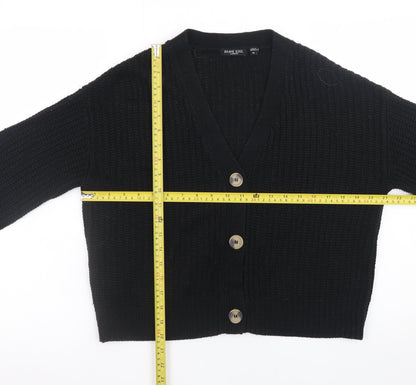 Brave Soul Women’s Black Knit V-Neck Button Cardigan Size M