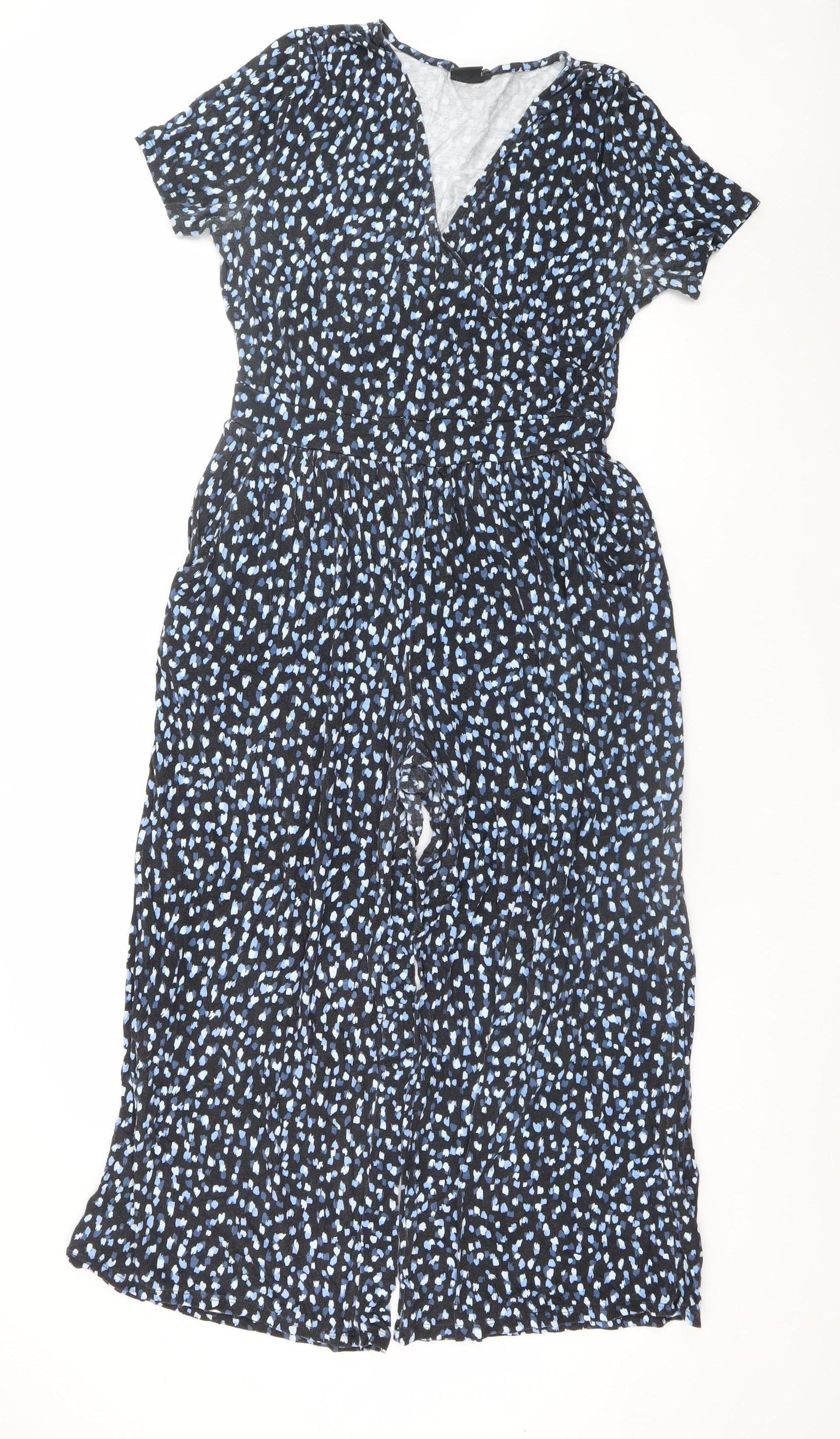 Editor's Cut Women's Black Blue Abstract Print Jumpsuit Size 12