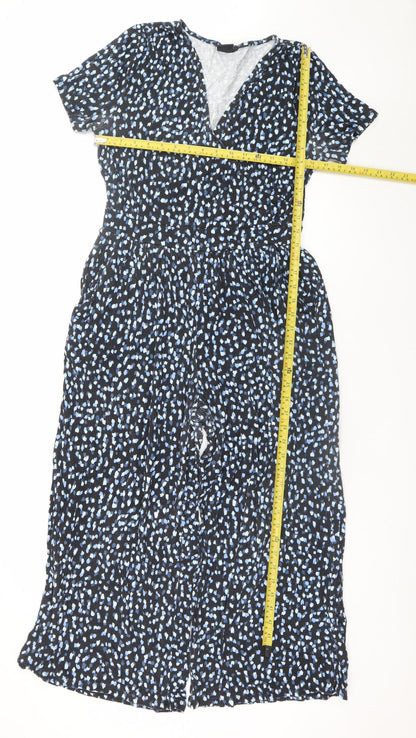 Editor's Cut Women's Black Blue Abstract Print Jumpsuit Size 12