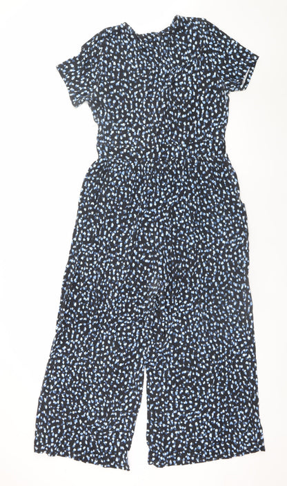 Editor's Cut Women's Black Blue Abstract Print Jumpsuit Size 12