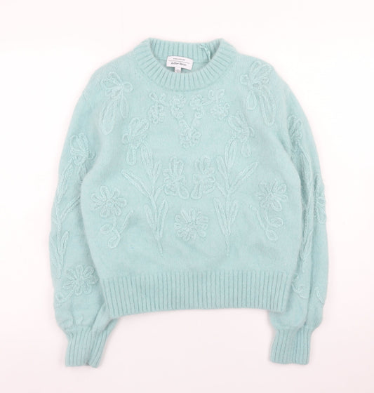 & Other Stories Women Green S Floral Alpaca Wool Crew Neck Jumper