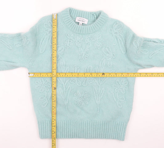 & Other Stories Women Green S Floral Alpaca Wool Crew Neck Jumper
