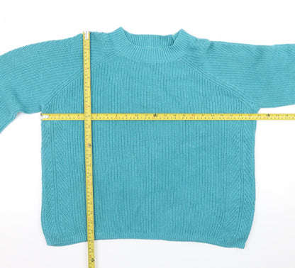 Fat Face Womens Blue Cotton Chunky Knit Crew Neck Jumper Size 18