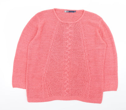 Isle Womens Pink Cable-Knit Pullover Jumper Size 18