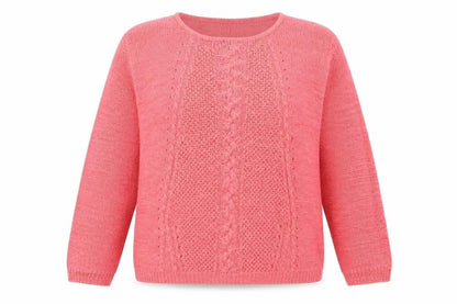Isle Womens Pink Cable-Knit Pullover Jumper Size 18