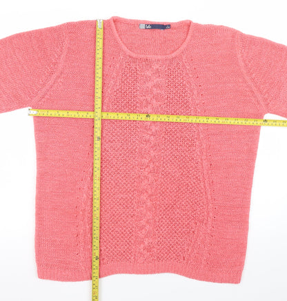 Isle Womens Pink Cable-Knit Pullover Jumper Size 18