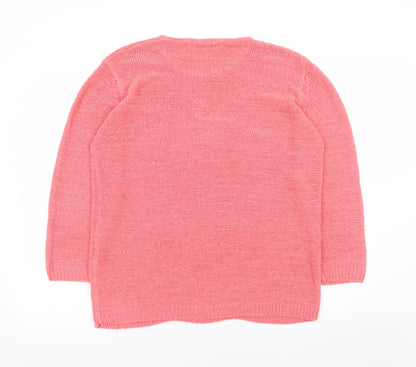 Isle Womens Pink Cable-Knit Pullover Jumper Size 18