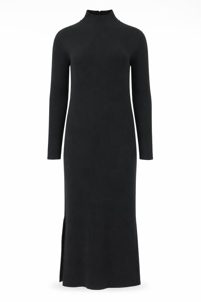 New Look Women’s Black Ribbed Knit Bodycon Midi Dress Size 12