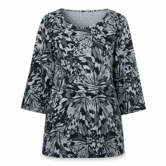 Front view of Roman Women Grey Animal Print Jersey Shift Dress, size 12