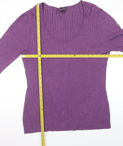 Long Tall Sally Women's Purple XL Scoop Neck Knit Pullover Jumper