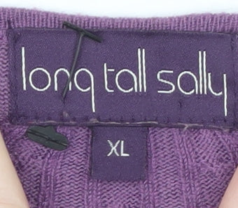 Long Tall Sally Women's Purple XL Scoop Neck Knit Pullover Jumper