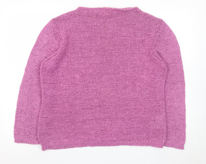 Monsoon Women Pink Open-Knit Nylon Long Sleeve Cardigan Size 18