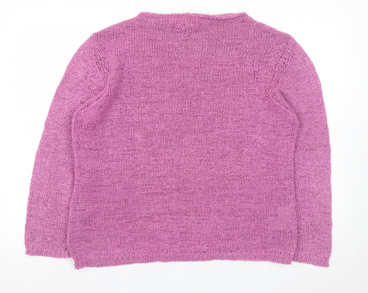 Monsoon Women Pink Open-Knit Nylon Long Sleeve Cardigan Size 18