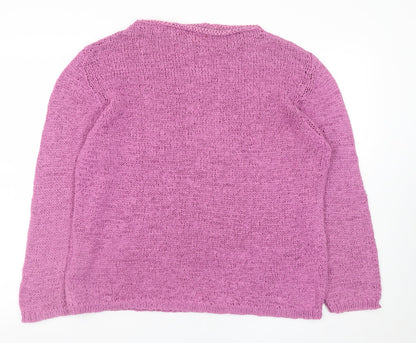 Monsoon Women Pink Open-Knit Nylon Long Sleeve Cardigan Size 18