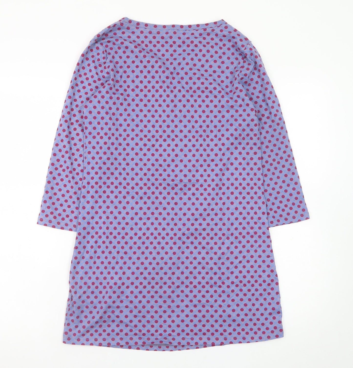 White Stuff Women Purple Polka Dot Shift Dress UK 8 Cotton 3/4 Sleeve