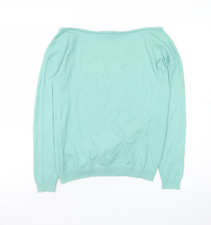 Oliver Bonas Women’s Green Boat Neck Long Sleeve Pullover Jumper Size 6