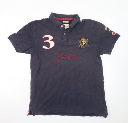 Joules Men's Blue Classic Fit Polo Shirt Size M Embroidered Crest