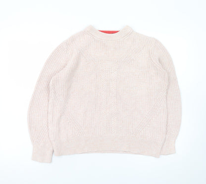 Marks and Spencer Women’s Beige Cotton Cable-Knit Mock Neck Jumper M