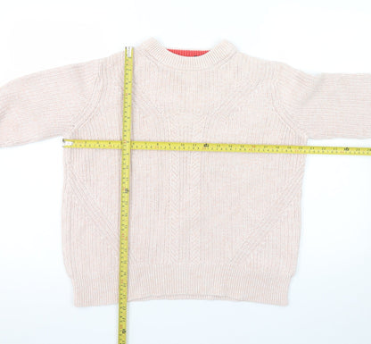 Marks and Spencer Women’s Beige Cotton Cable-Knit Mock Neck Jumper M