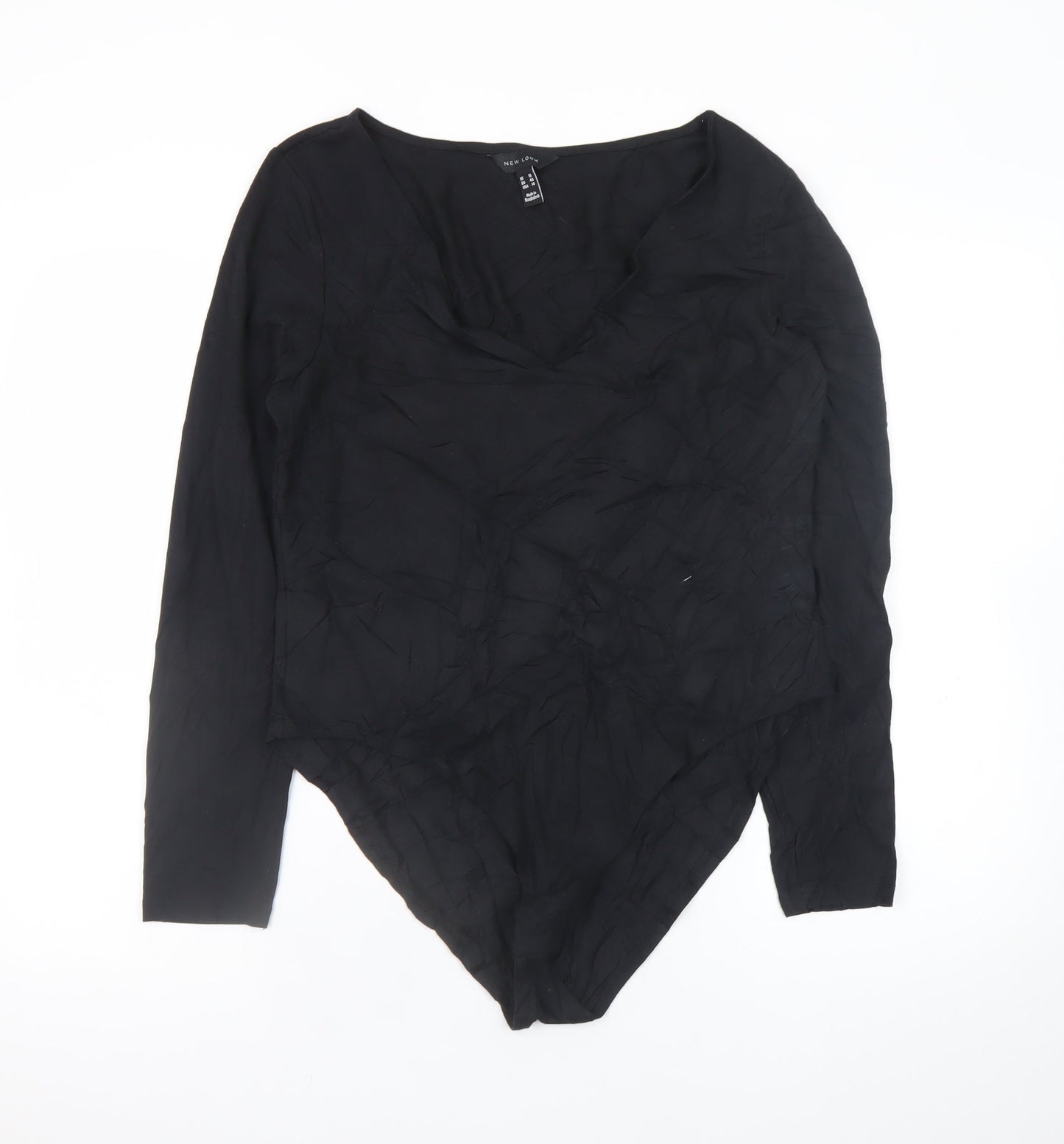 New Look Women's Black V-Neck Long Sleeve Bodysuit Size 18