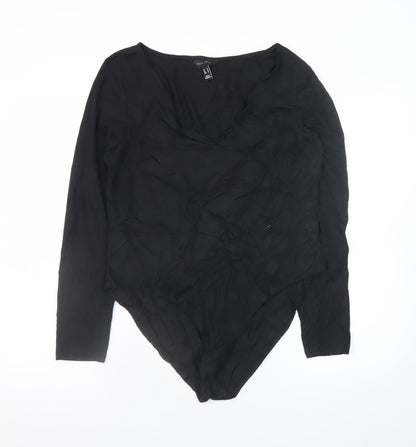 New Look Women's Black V-Neck Long Sleeve Bodysuit Size 18