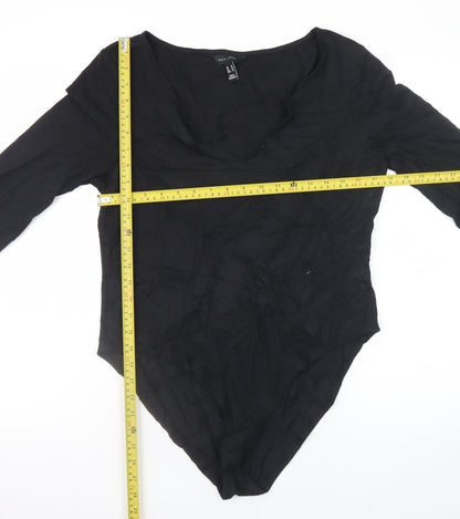 New Look Women's Black V-Neck Long Sleeve Bodysuit Size 18