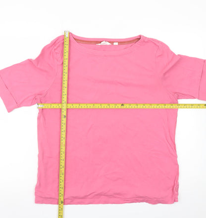 White Stuff Women’s Pink 100% Cotton Basic Short Sleeve T-Shirt UK 16