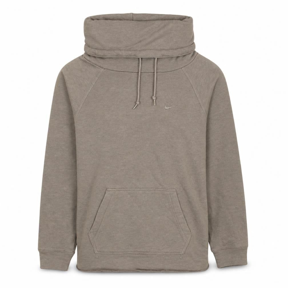 Front view of Nike men’s beige pullover hoodie, size XS, fleece sportswear