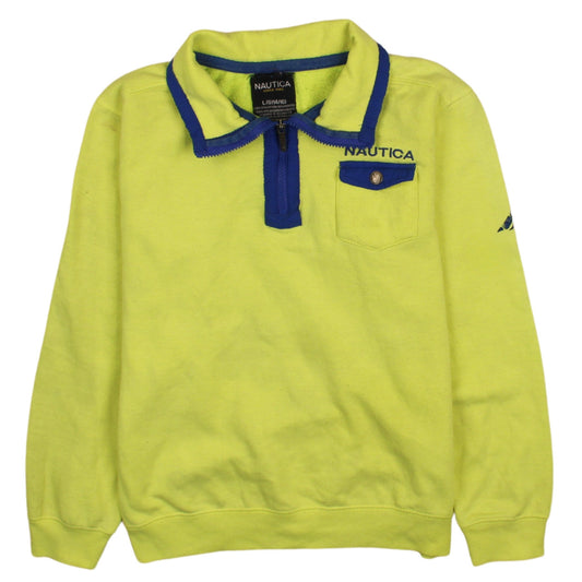 Additional front view of Nautica Teens Yellow Half Zip Sweatshirt L 14/16 Cotton Blend