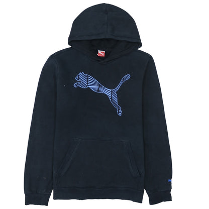 Puma Boys Black Hoodie Size 16 Pullover Fleece Graphic Logo Sweatshirt