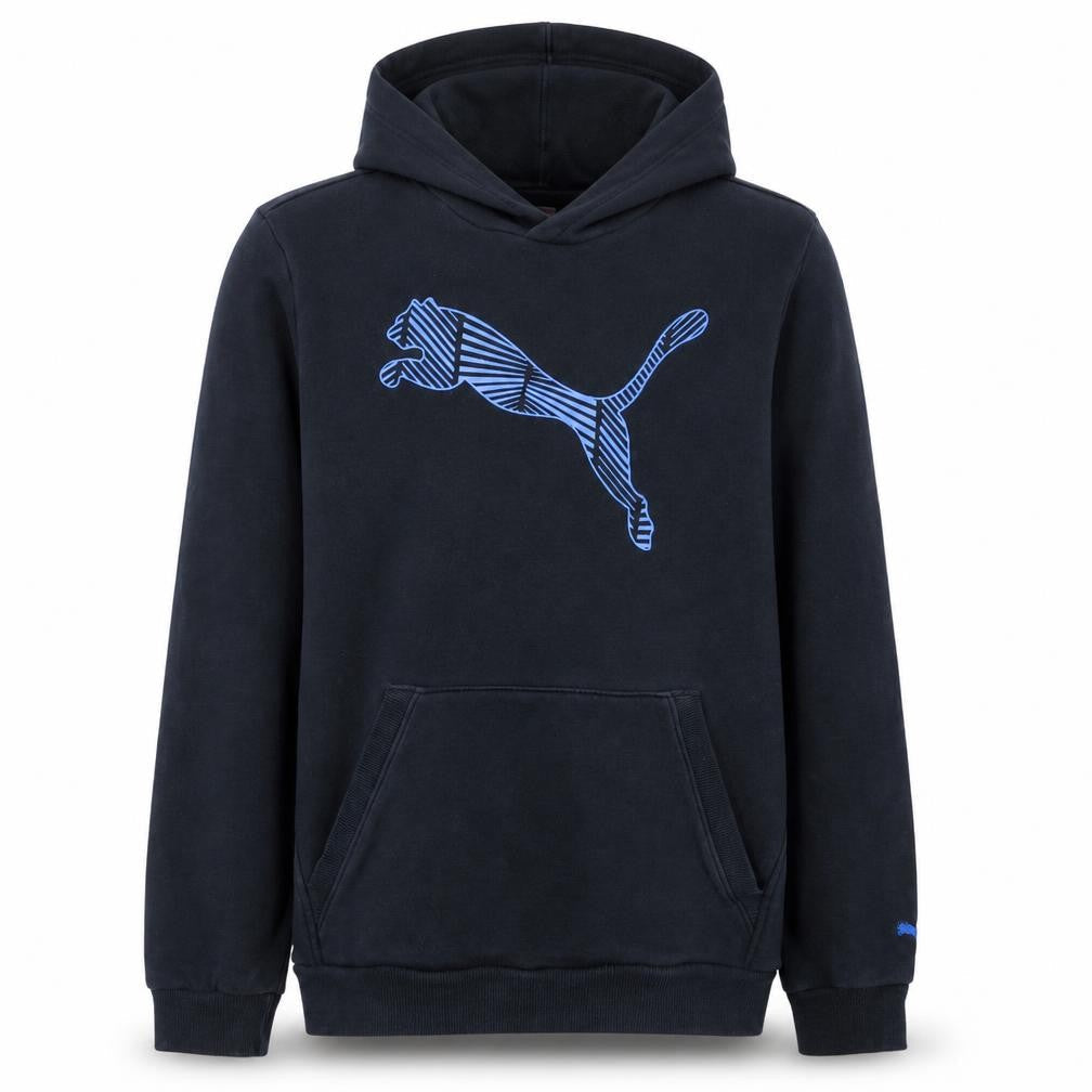 Puma Boys Black Hoodie Size 16 Pullover Fleece Graphic Logo Sweatshirt